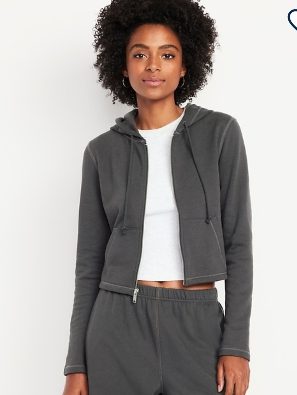 Old Navy SoComfy Women's Cropped Charcoal Gray Zip Hoodie